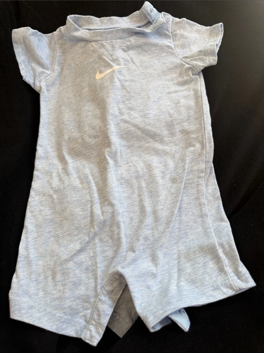 Nike Light Blue Infant One-Piece Romper with White Swoosh